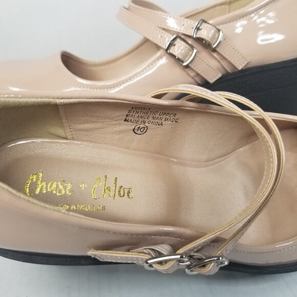 Women’s Preppy Nude Mary Jane Chunky Block Platform Heel Patent Academia Y2K 10M - Picture 12 of 15